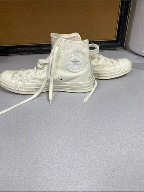 Converse High Top Leather Sneakers in Off-White